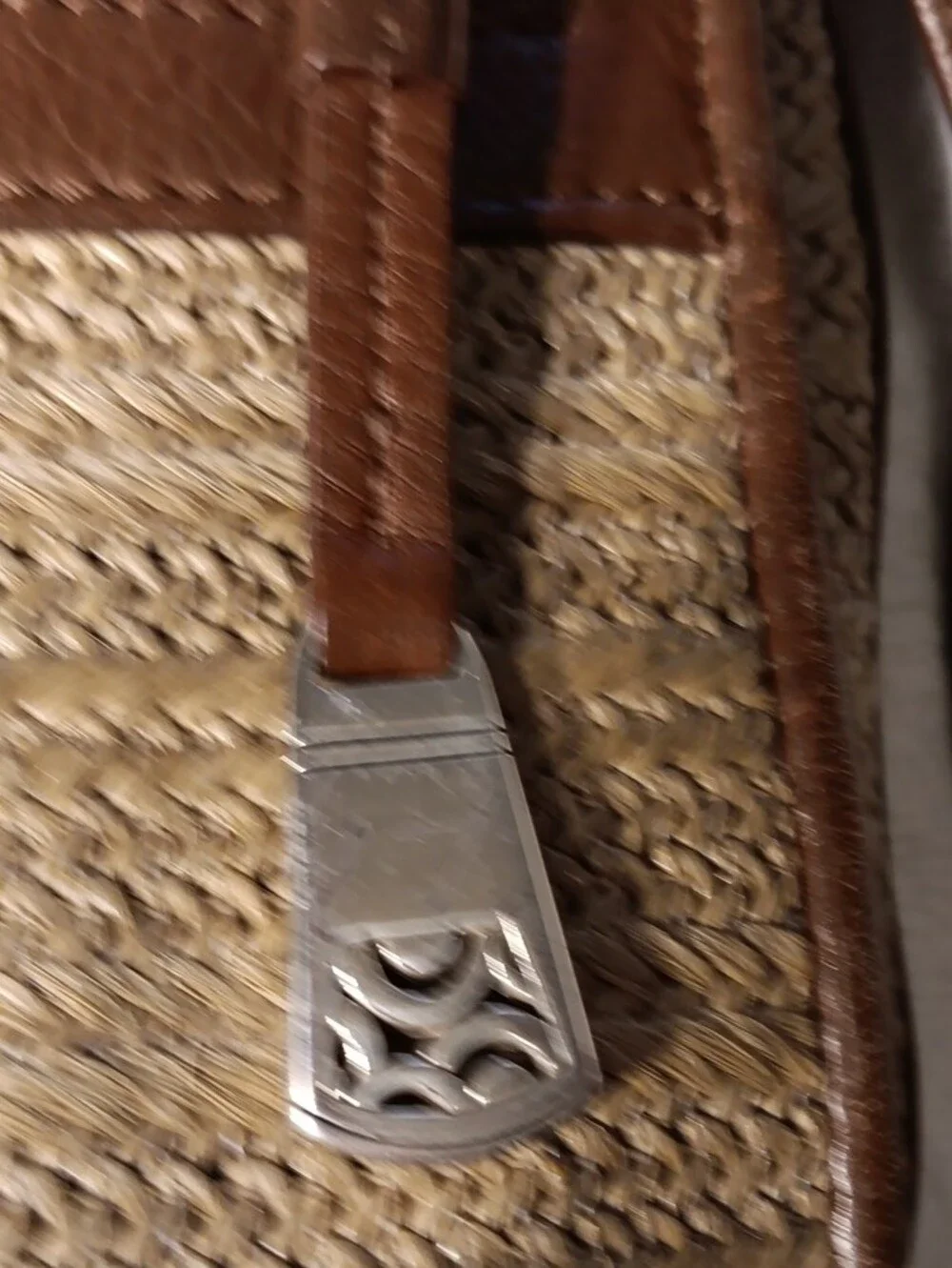 Brighton Tan Leather-Trim Woven Straw Crossbody